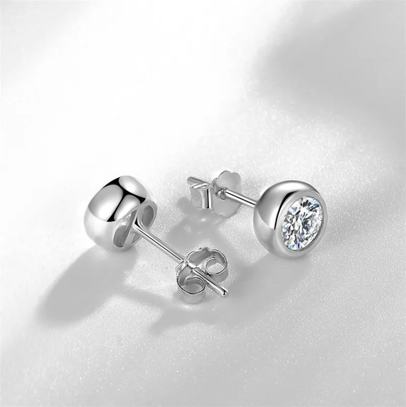 Stud Earrings For Women And Men Silver Plated Bubble Cubic Zirconia Round Stone Simple Earrings Small Fashion Jewelry CCE631 image 3