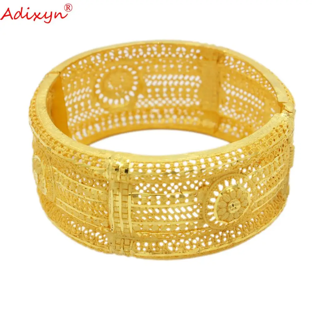 Adixyn Honorable 24k Gold Color Bangle&Bracelet For Women Ethiopian African Bridal Wedding Gifts N12072