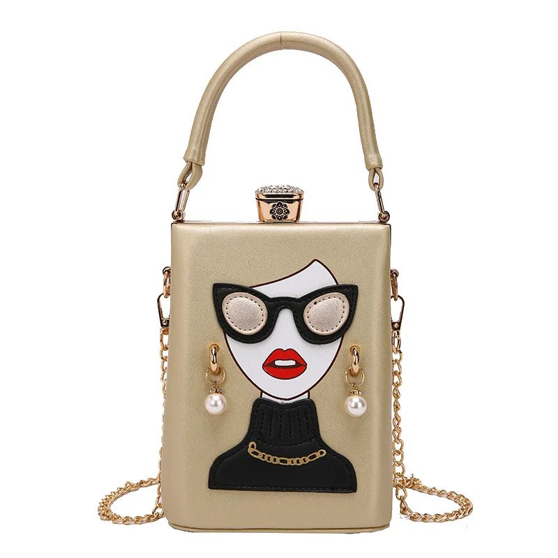 Women Novelty Lady Face Shoulder Bags Funky PU Leather Top Handle Satchel Handbags Clutch Purse for Women