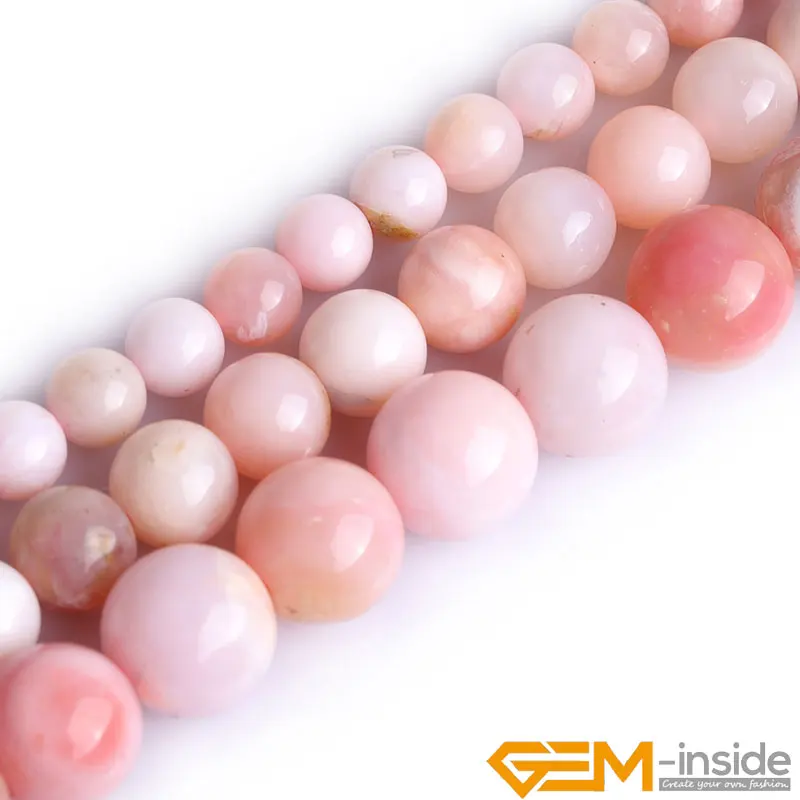 Natural Mixed Pink Opal Stone Round Bead For Jewelry Making Strand 15 