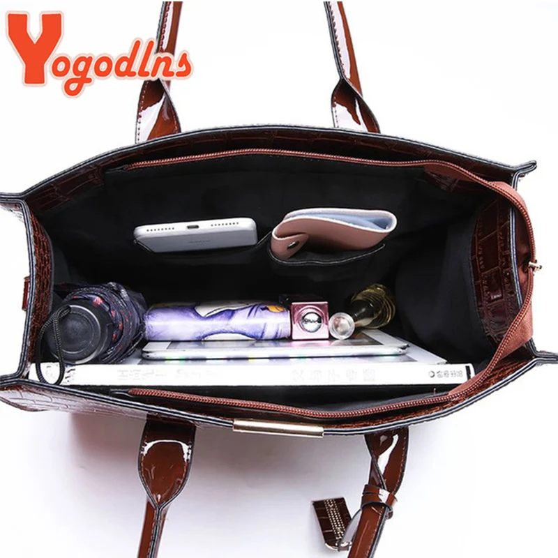 Yogodlns Crocodile Pattern Handle Bag Women PU Leather Handbag Large Capacity Shoulder Bag Brands Crossbody Bag Winter New Purse