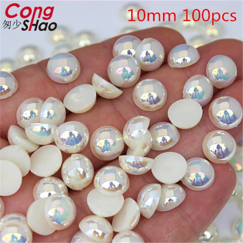 Mix Size AB Color Flatback Half Round Pearl Craft ABS Imitation Pearl Acrylic Rhinestones Scrapbook Beads 3D Non HotFix Nail Art