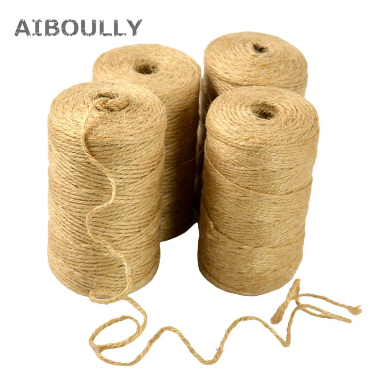 DIY Jute Twine 100M Natural Sisal 2mm Rustic Tags Wrap Wedding Decoration Crafts Twisted Rope String Cord Events Party Supplies