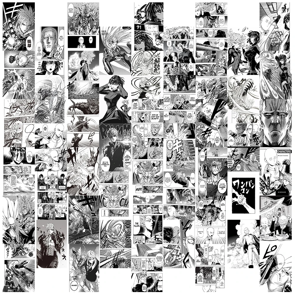 

50Pcs Manga Japanese Anime Battle Comics One Punch Man Wall Collage Kit for Wall Art Anime Postcard Prop Background Home Decor