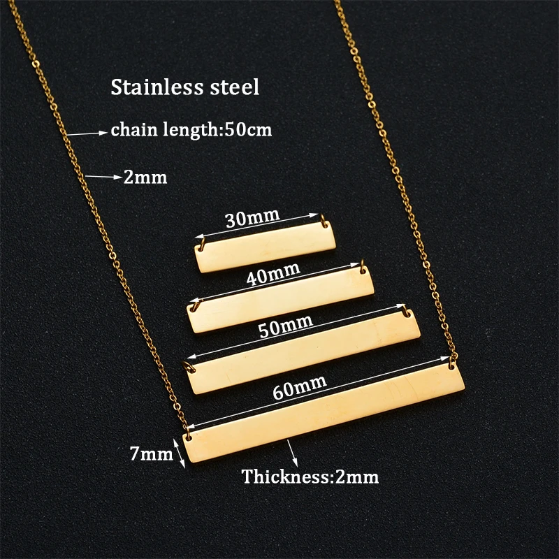 3 Colors Personalized Blank Bar Necklace Stainless Steel Custom Name Plate Necklace Can Engrave Word Letters Bridesmaid Jewelry
