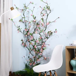 180cm Artificial Flowers wall Hanging Peach Blossom silk Flower vine Garland Home Wedding Garden Decor fake Flower rattan String