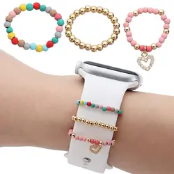 Mini Charm Colorful Beads Watch Band Ornament Strap Accessories Wristbelt Charms Decorative Ring For Apple Watch
