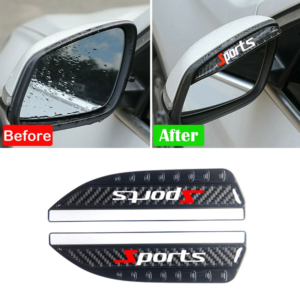 

1Set Rear View Side Mirror Rain Board Eyebrow Guard Sun Visor Carbon Fiber Look Car Accessories Universal Black for BMW Audi