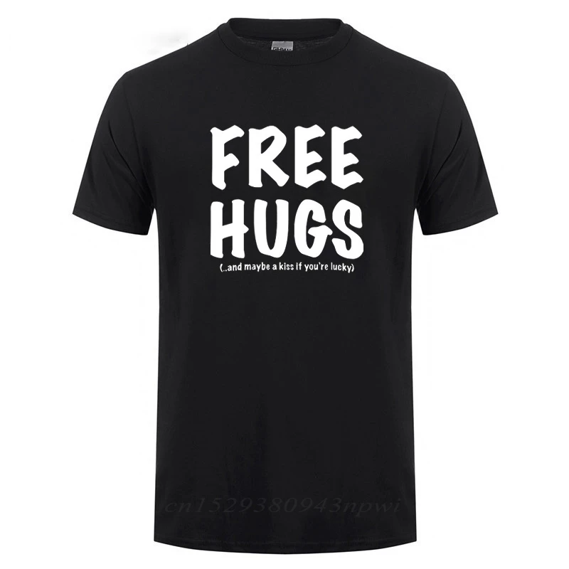 Free Hugs Printing T Shirt For Men Male Summer Tops Tee O Neck Short Sleeve Fashion Cotton T-Shirt Tshirt Man Brand Clothing