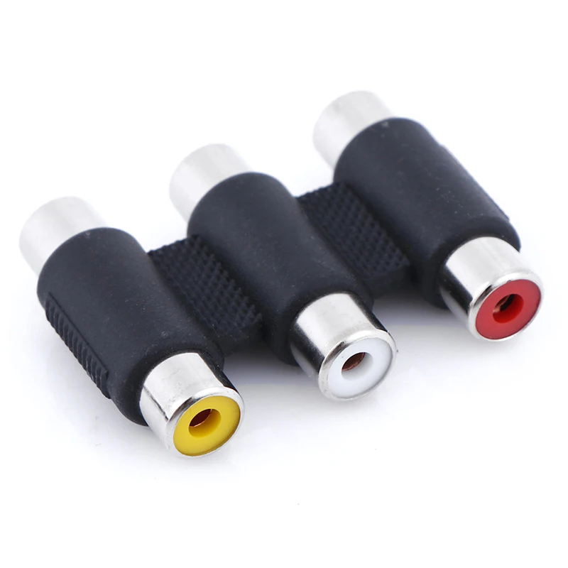 Multi-Functionele Audio Video Connector 3 Rca Av Coupler Mini 3RCA Vrouwelijke Aan Vrouwelijke Adapter Socket Extension Converter