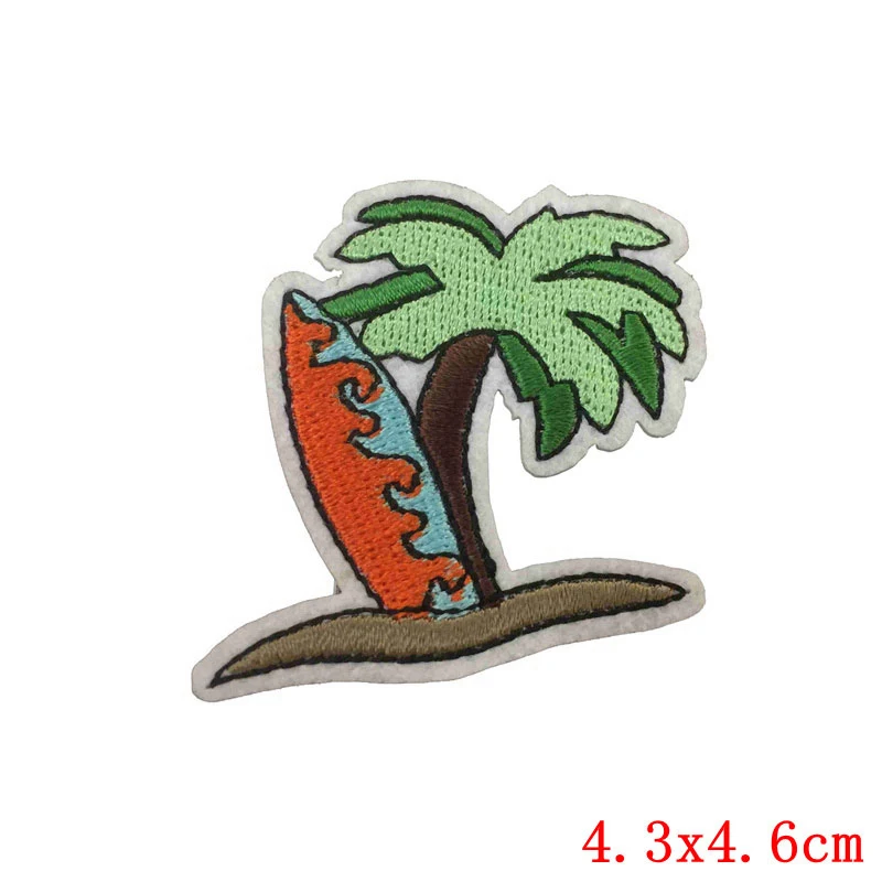 Coconut tree Patches Embroidery Iron On Patch For Clothing DIY Creative Badges Hot Transfer Stickers Denim Jacket Appliques F