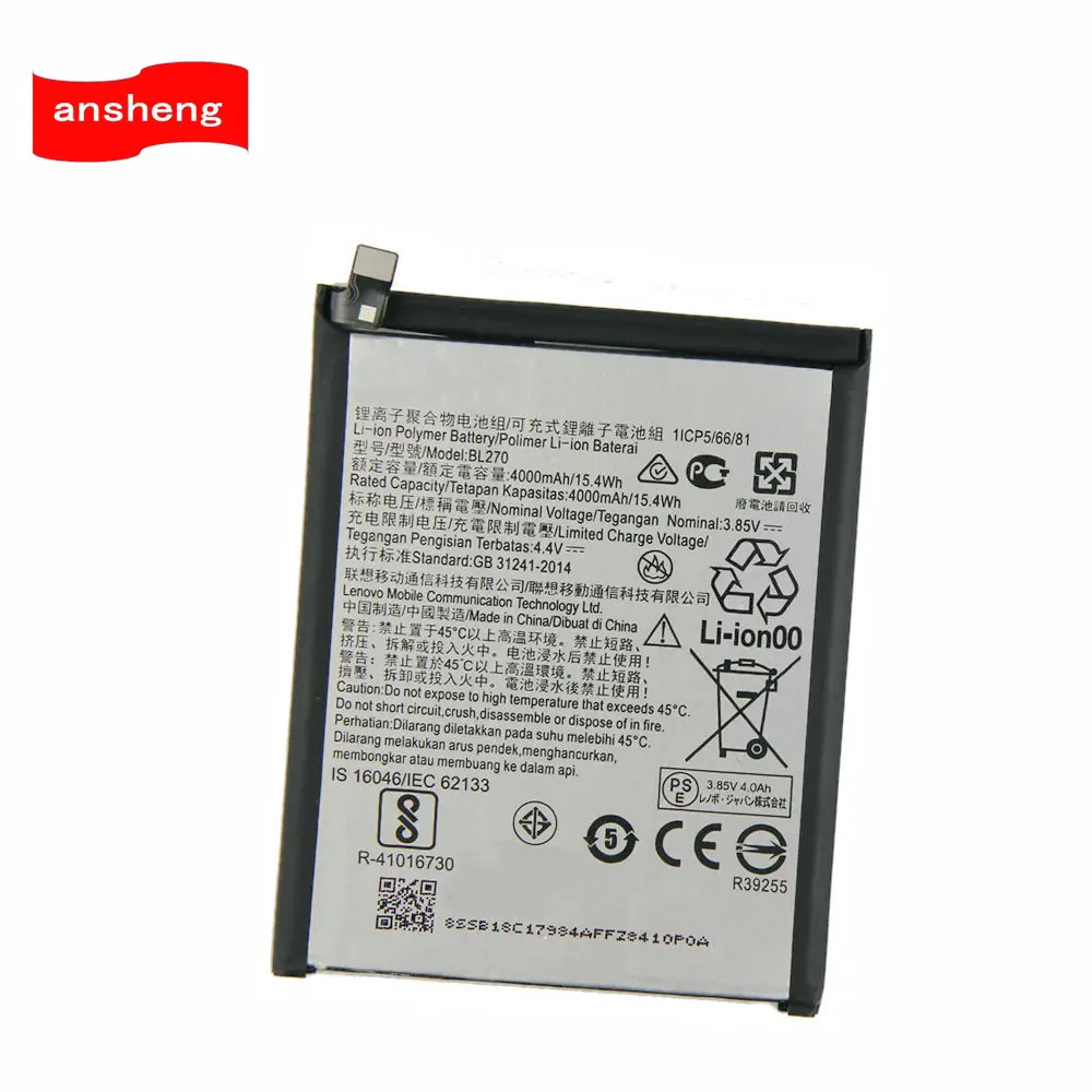 High Quality 4000mAh  BL270 battery for Lenovo Vibe K6 Plus G Plus / G5 Plus Mobile Phone