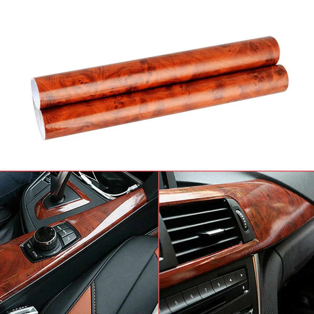 

1Pcs 30*100cm PET Glossy Wood Grain Vinyl Sticker Decal Car Internal DIY Film Waterproof Car Interior Wrap Accessories