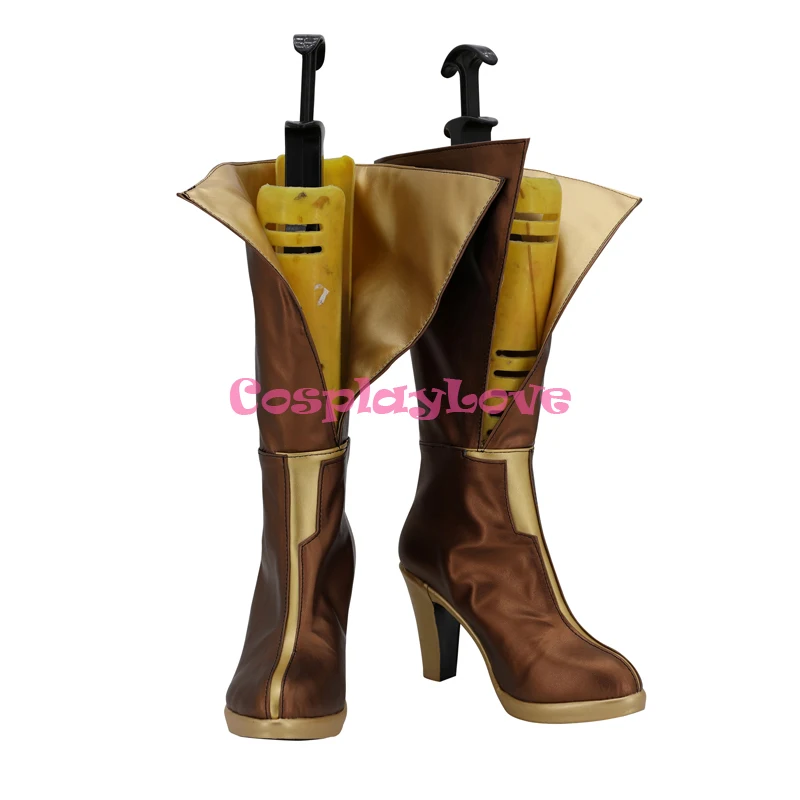 CosplayLove  LOL Game Battle Academia Lux Prestige Edition Skin Golden Brown Coslay Shoes Long Boots Leather Custom Made