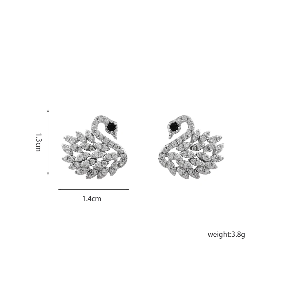 LANFLORA fashion Trendy swan zircon copper alloy women earrings for Anniversary gift birthday party gift cheap wholesale price