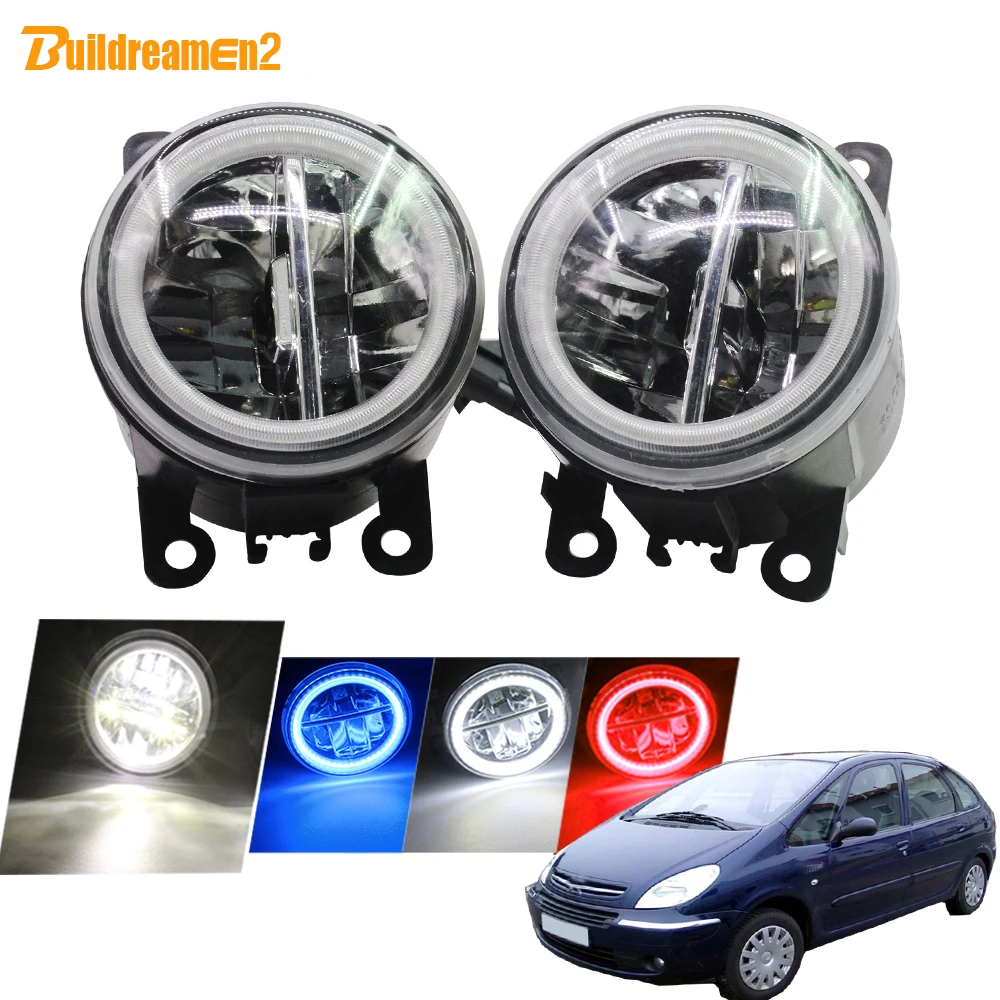 Buildreamen2 For Citroen Xsara Picasso MPV N68 1999-2015 Car H11 LED Bulb Fog Light 4000LM Angel Eye Daytime Running Lamp 12V