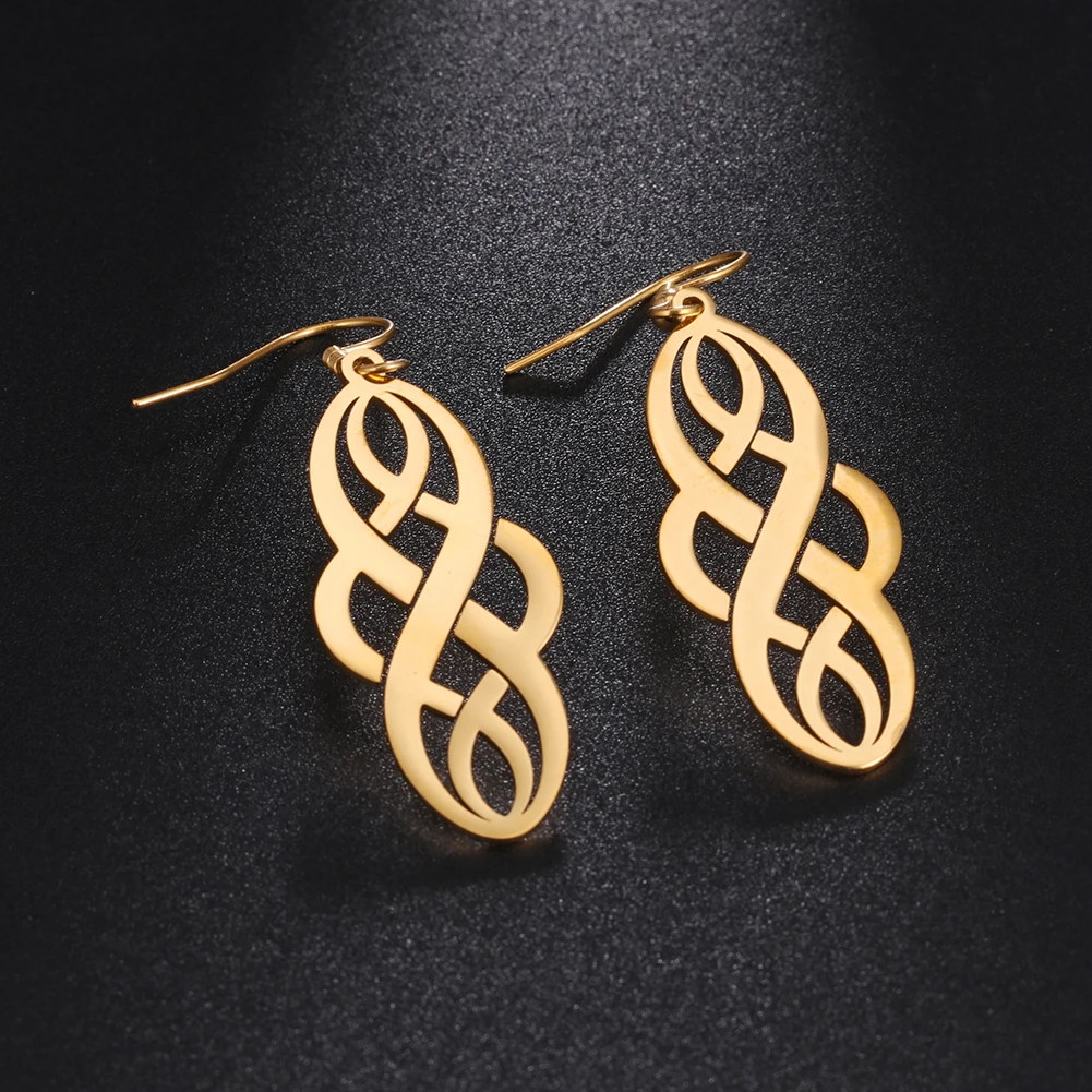 

Sipuris Stainless Steel Classic Celtics Knot Drop Earrings Flower Geometry Dangle Earring For Women Fashion Jewelry Gift