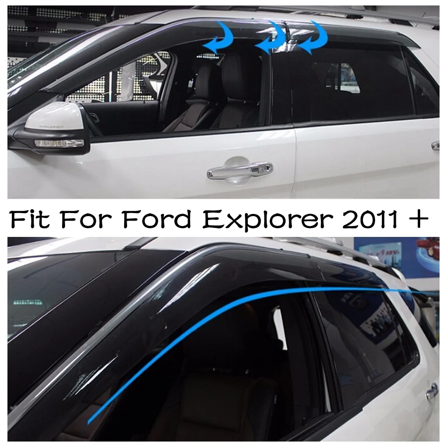 

Lapetus Exterior Parts For Ford Explorer 2011 - 2018 Window Visors Awnings Wind Rain Deflector Visor Guard Vent Protection Kit