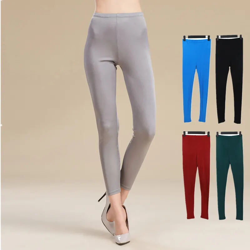 

Birdsky HC-01, Women leggings, 9 capri pants, pencil trousers ankle-length pants ,70% mulberry silk 30% viscose, 5 solid colors.