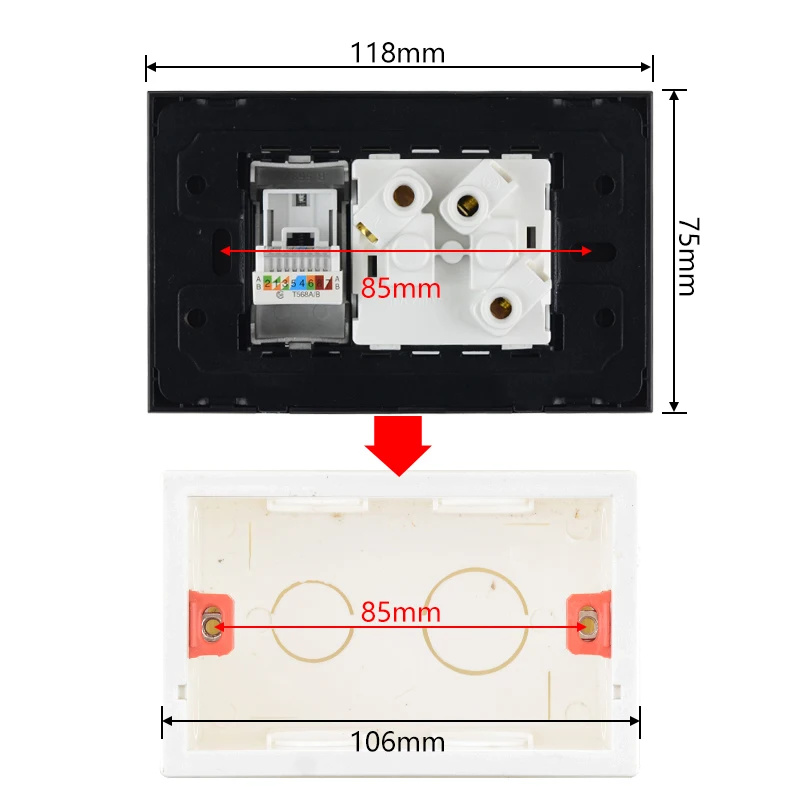 118Type Europe Socket EU Power Socket Wall Socket With HDMI Double Socket With USB Data RJ45 TV White Korea Spain Plug