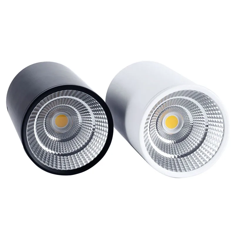 Cylindrical black and white dimmable LED spotlight downlight 5W 9W 15W 20W 24W living room kitchen bedroom hall office ceiling