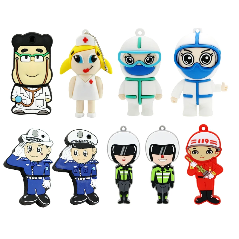 

Mini Doctors Nurse USB Flash Drive Dentist Pen Drive Cartoon Policeman Singer Fireman Pendrive 4GB 8GB 16GB 32GB 256GB U Disk