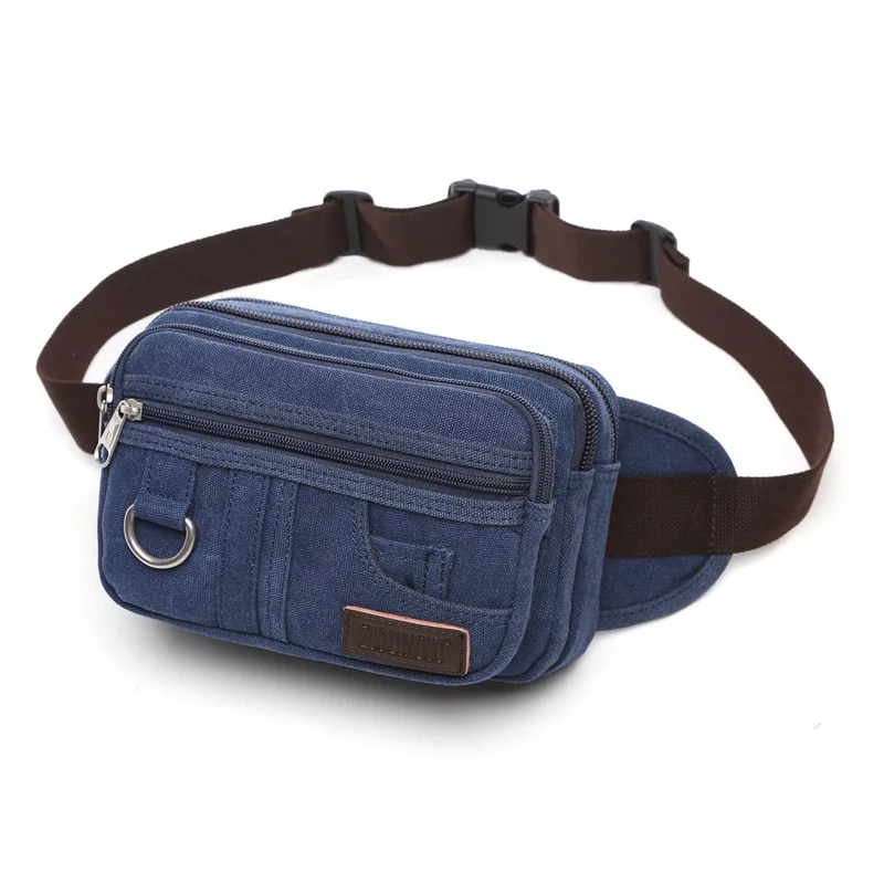 

Casual canvas belt bag ladies and men's fashion hip belt bag with adjustable belt, suitable for travel, hiking, cycling