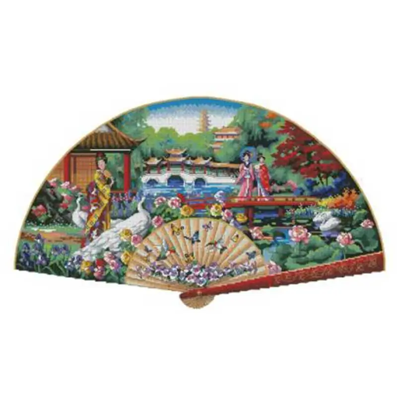 Garden fan patterns Counted Cross Stitch 11CT 14CT 18CT DIY Chinese Cross Stitch Kits Embroidery Needlework Sets