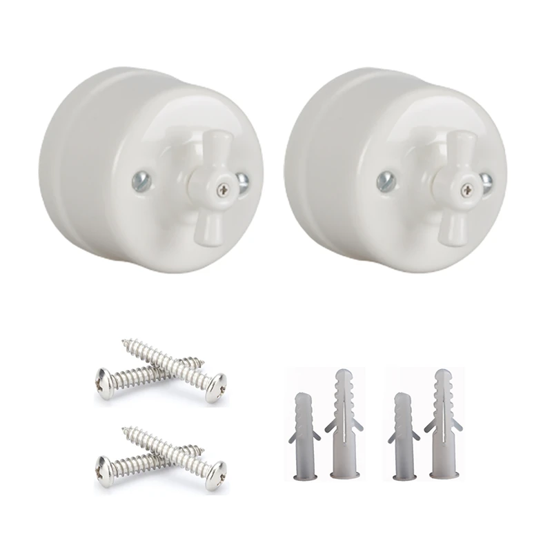 2Pcs One Gang Double Way Vintage Ceramic Rotary Light Switch 240V,10A High Quality Home Improvement