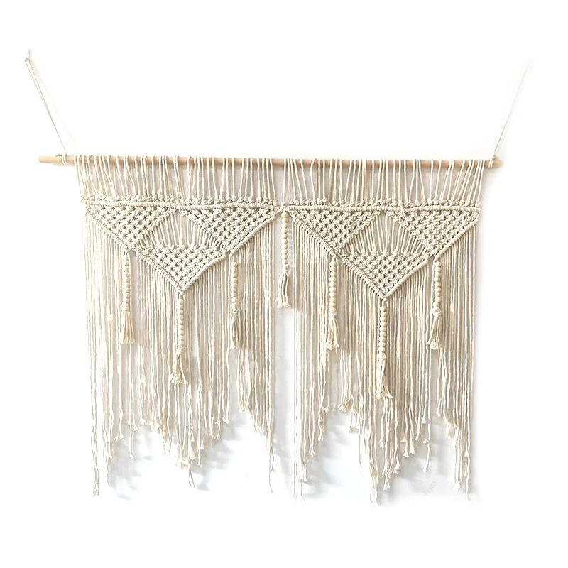 Macrame Wall Hanging Handwoven Bohemian Cotton Rope Boho Tapestry Home Decor Creamy-White