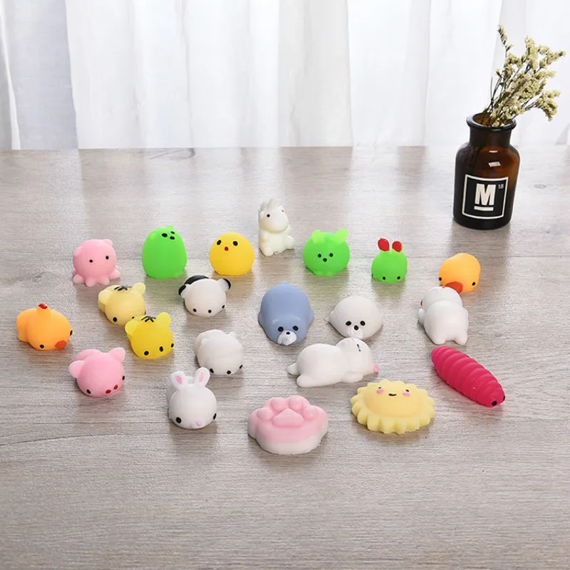 20pcs Funny Kawaii Anti-stress Squishy Toys Squeeze Rising Squishes Animals Stress Reliever Gifts Gag Novelty Toys for Children