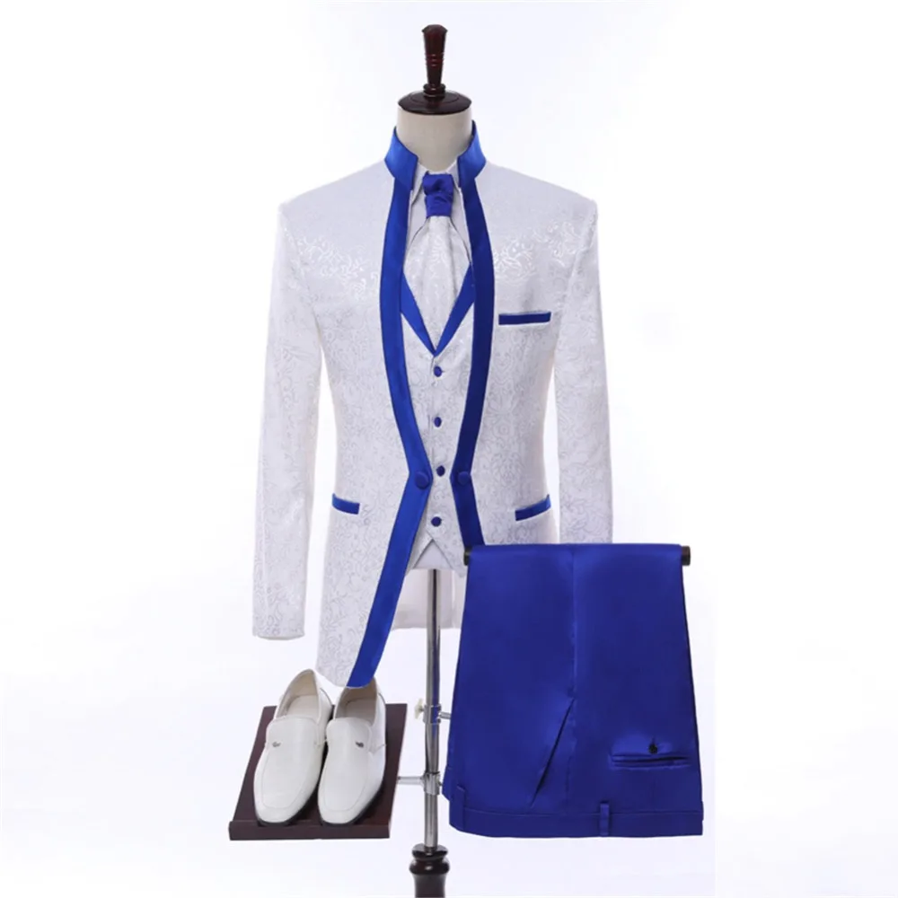 3 Pieces Brand Pattern Men Suit Set For Wedding Suits Custom Made  Costume Groom Tuxedo Formal Party (Jacket+Pants+Vest+Tie)