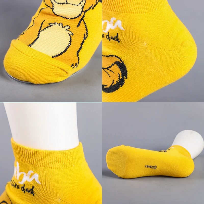 1pair Disney woman Lion King Simba/Wild Boar/Aladdin Lamp God/Dumbo Socks Harajuku cartoon Print Funny sock spring short Sock