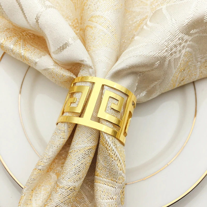 

6pcs/lot Serviette Rings Napkin Holder Western Dinner Metal Towel Napkin Rings Wedding Xmas Party Decoration Table Decor