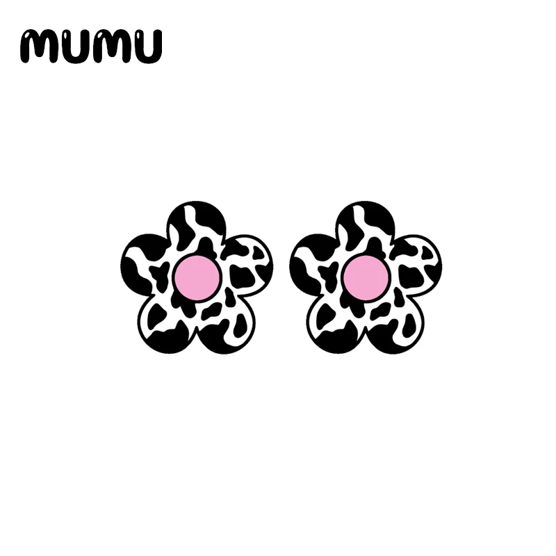2021 New Cow Print Stud Earring Epoxy Resin Jewelry Black White Acrylic Earrings Handmade Gifts Girl image 2