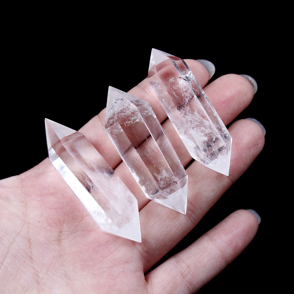 Runyangshi Natural White Crystal 40-60MM 100% Quartz Crystal Stone clear quartz Point Healing Hexagonal Wand Treatment Stone