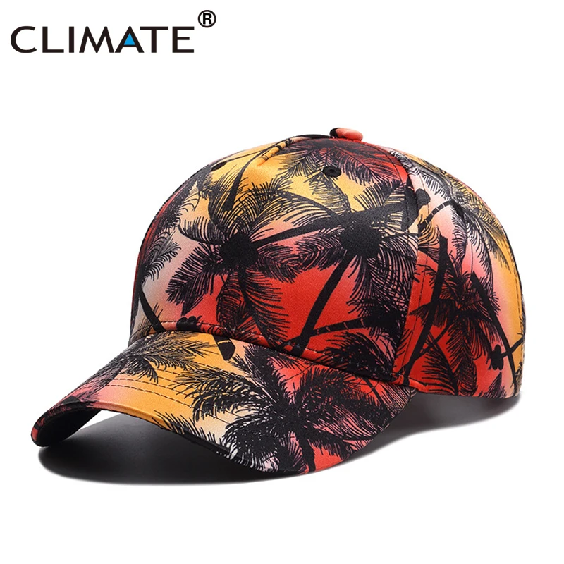 CLIMATE New Coconut Seaside Cap Beach Snapback Vacation Cap Rapper Hat 3D Printing Street Dancer Caps Hip Hop Dance Cap Hat Men