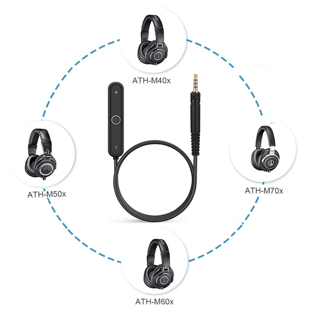 Bluetooth 5.0 Stereo Tay A2DP Adapter Thu Cho Tai Nghe Nhét Tai Audio Technica ATH-M50X ATH-M40X ATH-M70X ATH-M60X ATH M70X Tai Nghe