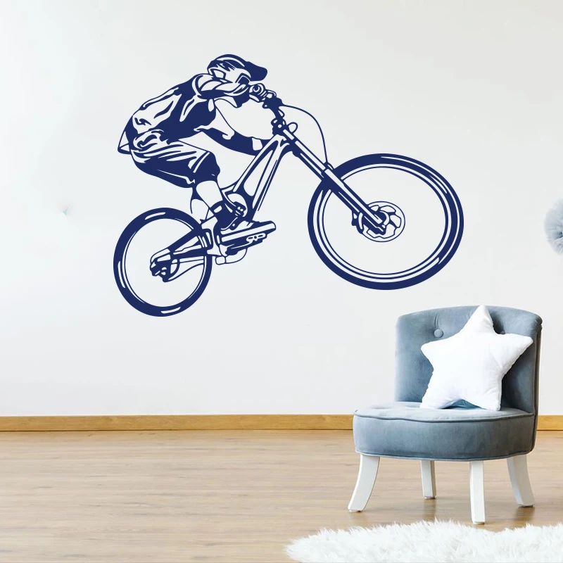 Large Trick Sport  Mountain Bike Wall Decal Kids Room Bedroom Extreme Biking BMX Bicycle Wall Sticker Playroom  Home Decor