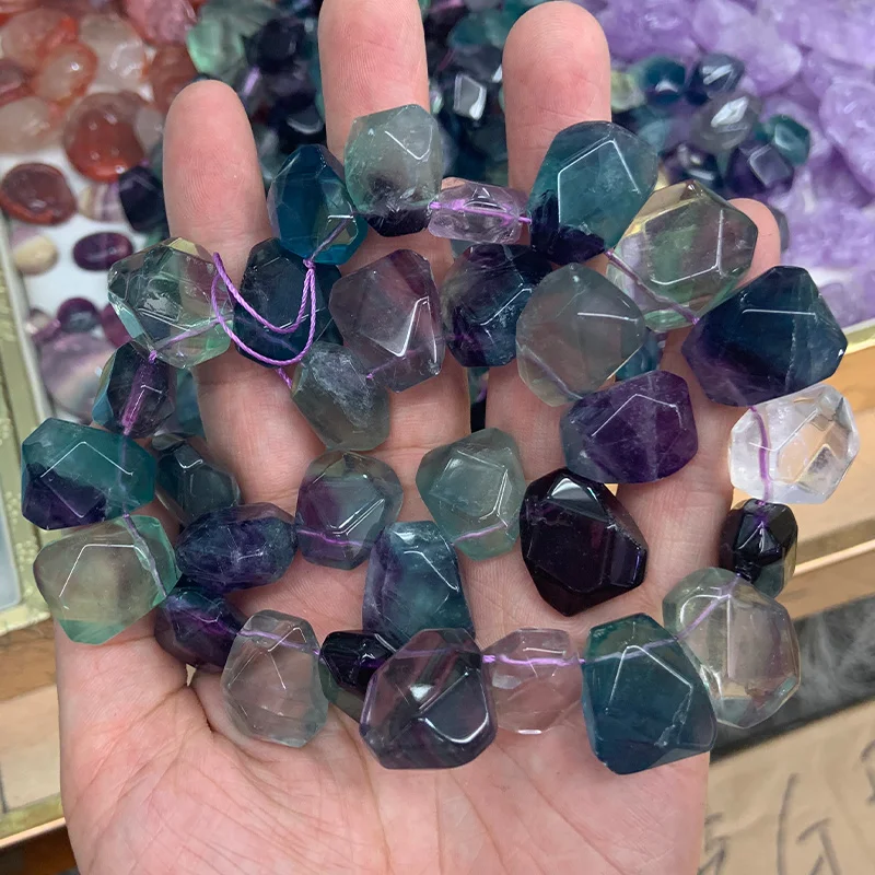 Natural Fluorite Stone Beads 15'' Irregular DIY Loose Beads For Jewelry Making Beads For Women Necklace Earring Pendant Gift