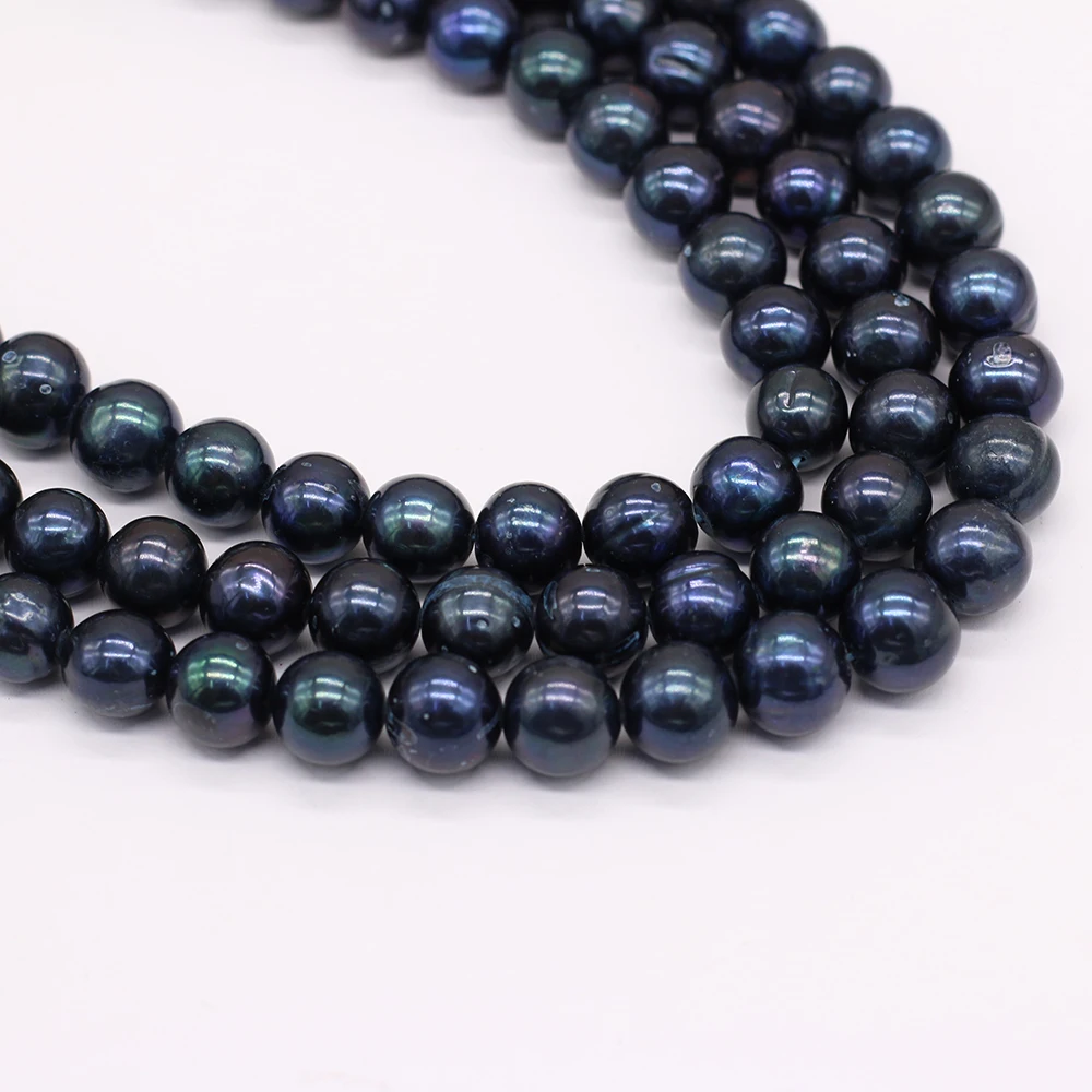Natural Freshwater Real Pearl Black Round Beads Loose Pearls Bead For DIY Craft Charm Bracelet Necklace Jewelry Making 8-9mm