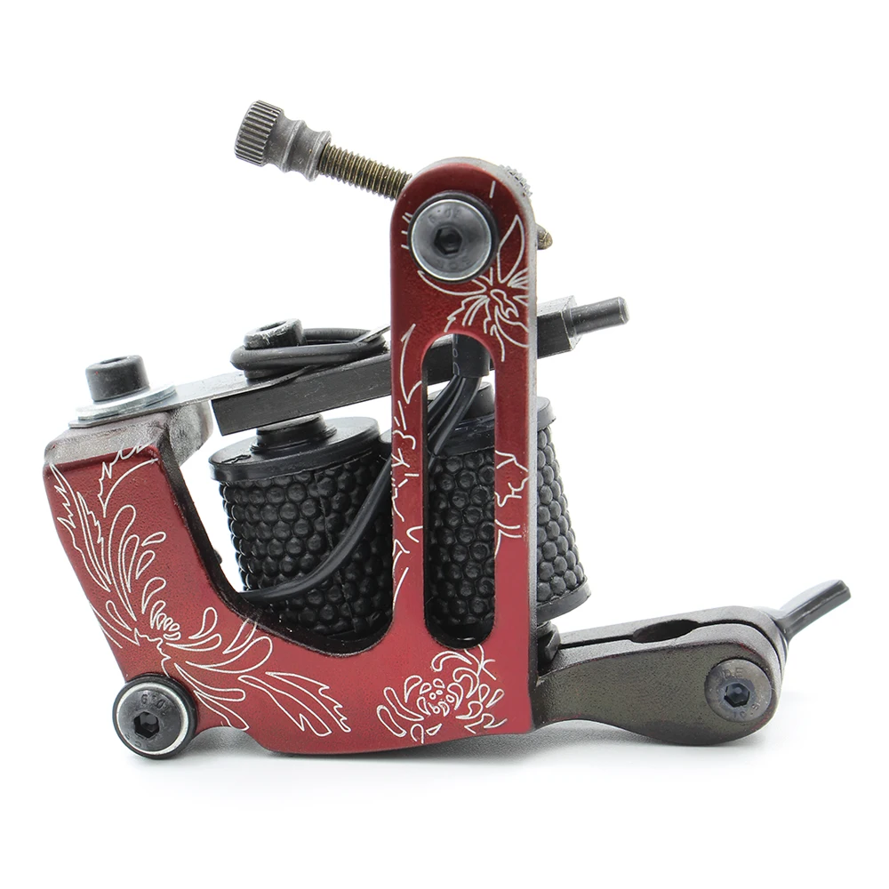 Newest Professional Beginner Red Tattoo Gun Tattoo Machine Handmade 8 Warp Coil Machine For Tattoo Supplies Free Shipping