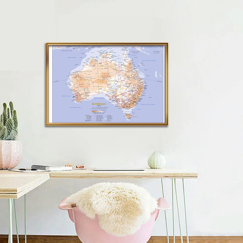 Mapa de rota do terreno e tráfego, 59*42cm, pintura em tela da austrália, arte de parede, pôster, material escolar, decoração para sala de aula, casa