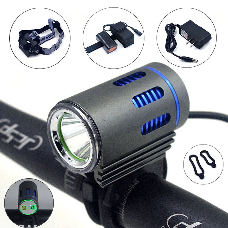 3000 Lumens XML L2 LED Bicycle Front Light MTB Road Bike Flashlight Safe Cycling Headlight With 6400mAh Battery Pack BC0605