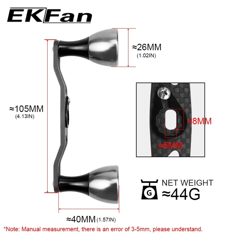 Manija Fibra Carbono EKfan 105mm Baitcasting Shimano Daiwa - imagen 5