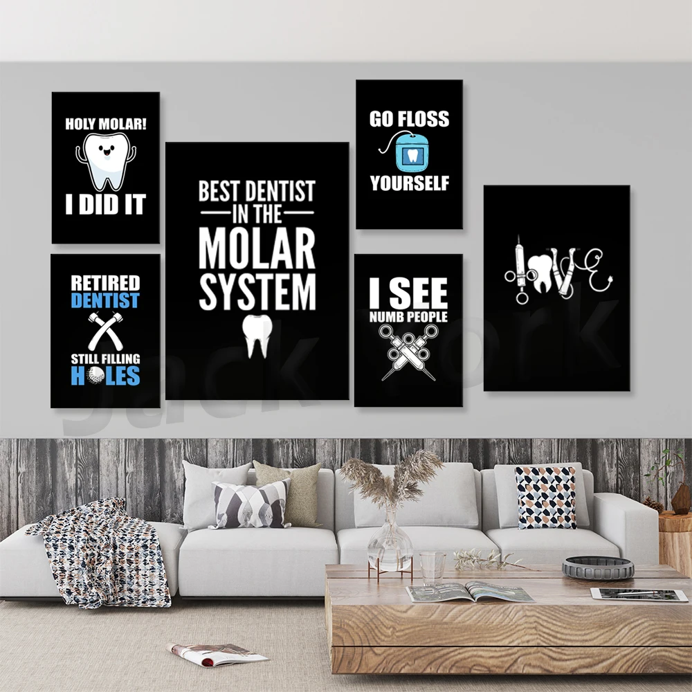 الأسنان المتقاعد طبيب الأسنان الجد قماش اللوحة المشارك يطبع الأسنان طبيب الأسنان جدار صورة فنية الديكور طبيب مكتب غرفة ديكور