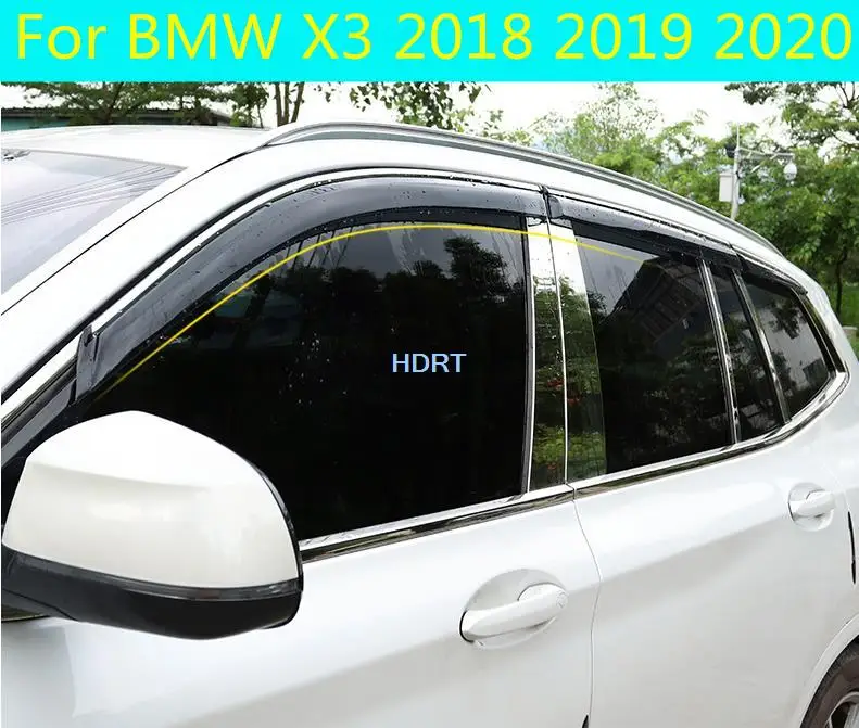 

6pcs/set For BMW X3 2018 2019 2020 Car Window Wind Deflector Sun Guard Rain Vent Visor Cover Trim