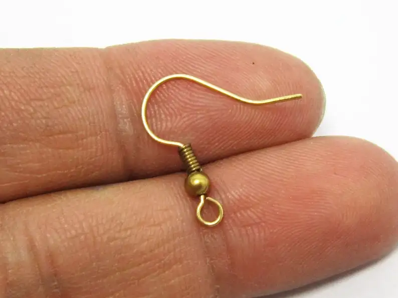 

100pcs Brass earrings hook ear wire 18.5mm Raw brass Ear hook with brass ball R249