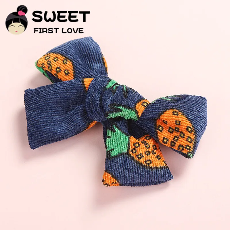 Neue Knoten Bögen Blumen Drucke Haar Clips, Schule Mädchen Entfernen Drucken Hairpints Mit Leopard Drucke, nette Corduory Stirnband Haar Tragen