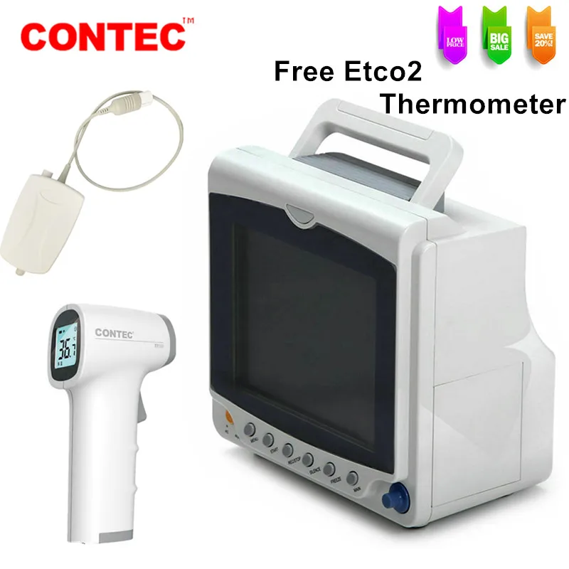 CONTEC CMS6000C  With Capnograph CO2 Patient Monitor ICU Vital Signs ECG NIBP SPO2 PR RESP TEMP Free Thermometer